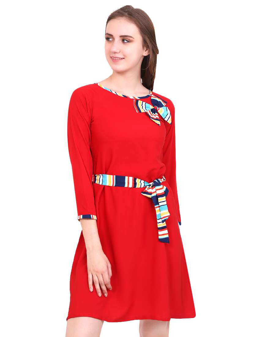 tie knot bow detail a-line dress