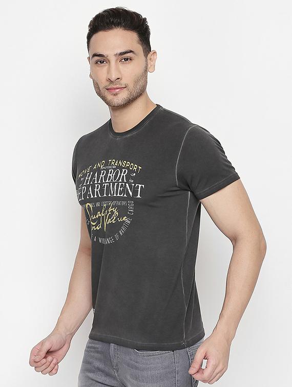 grey typographic chest print t-shirt - 16447043 - Standard Image - 1