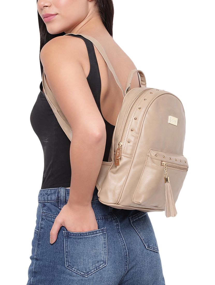 beige leatherette (pu) regular backpack - 16447142 - Standard Image - 4
