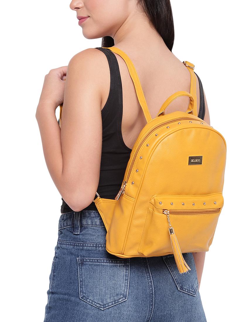 yellow leatherette (pu) regular backpack - 16447145 - Standard Image - 4