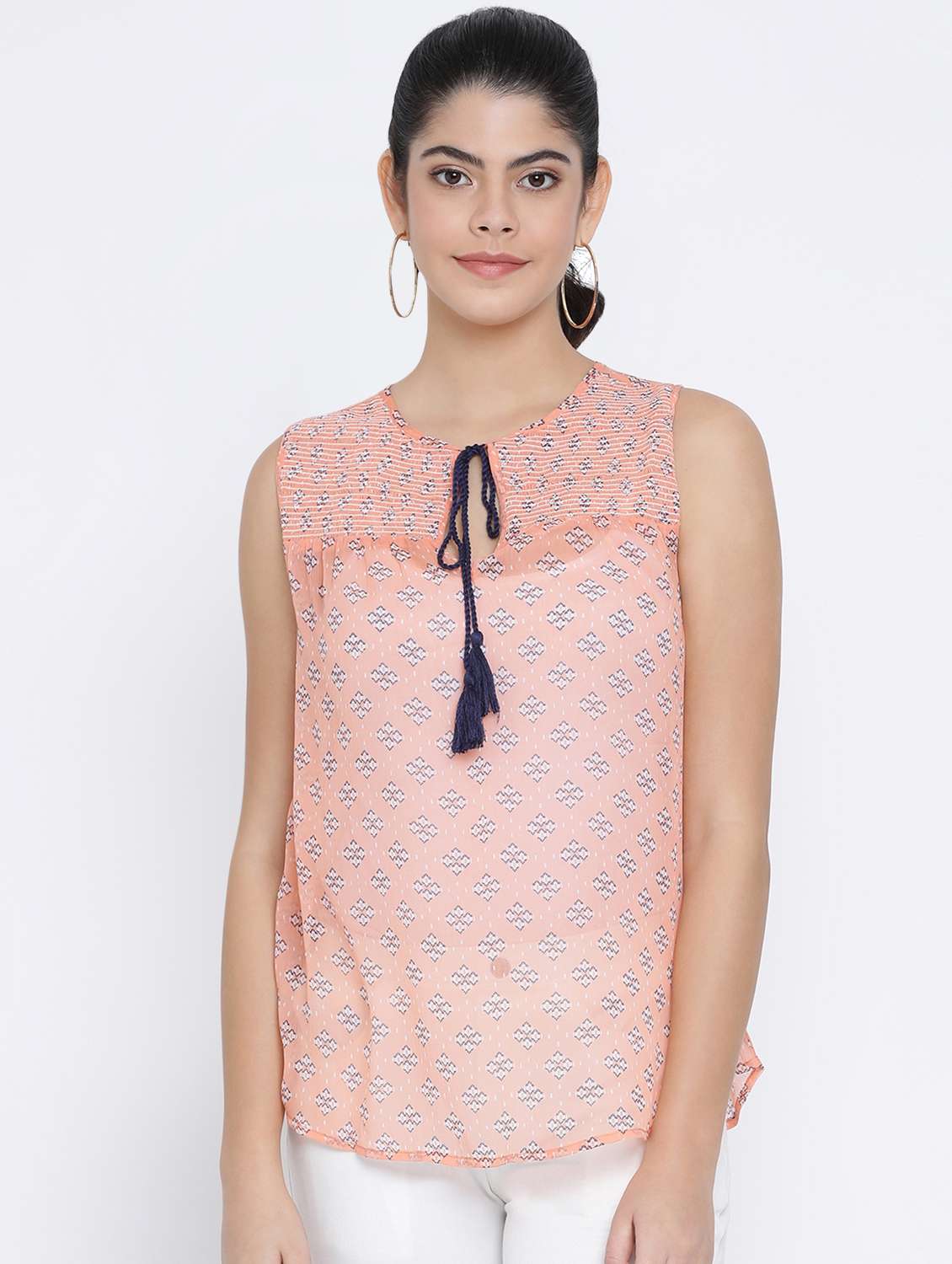 tie up neck printed top 
