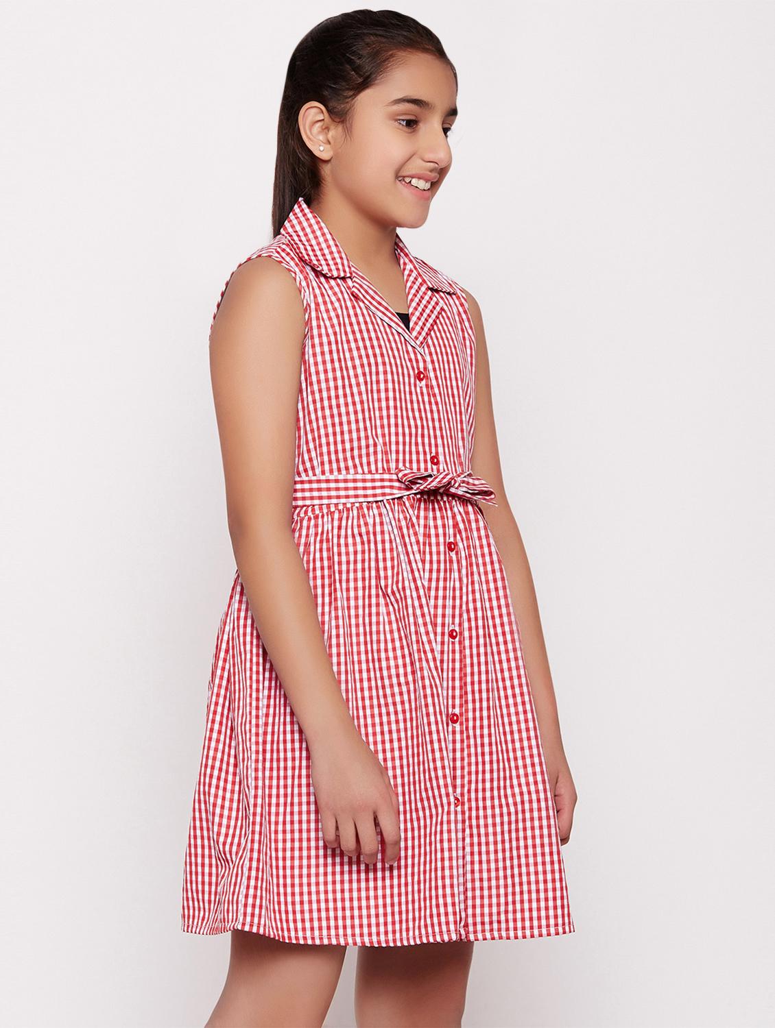 tie knot front checkered frock - 16450502 - Standard Image - 1