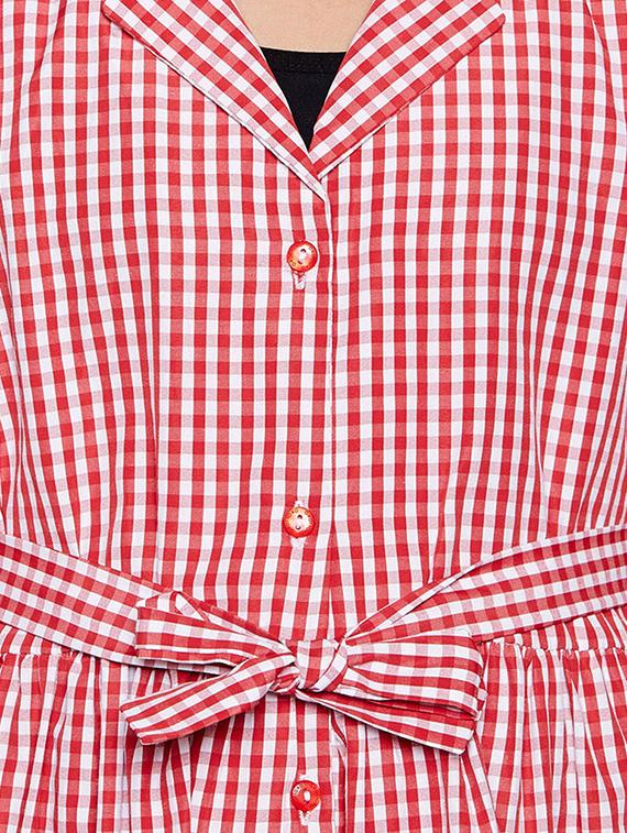tie knot front checkered frock - 16450502 - Standard Image - 4