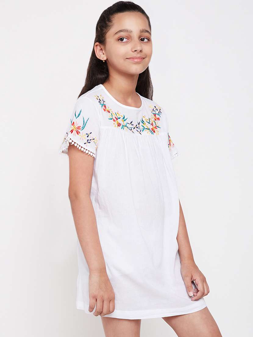 lace detail floral embroidered dress - 16450503 -  Standard Image - 1