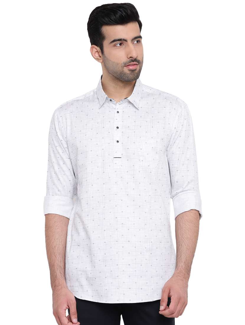 light blue printed short kurta
