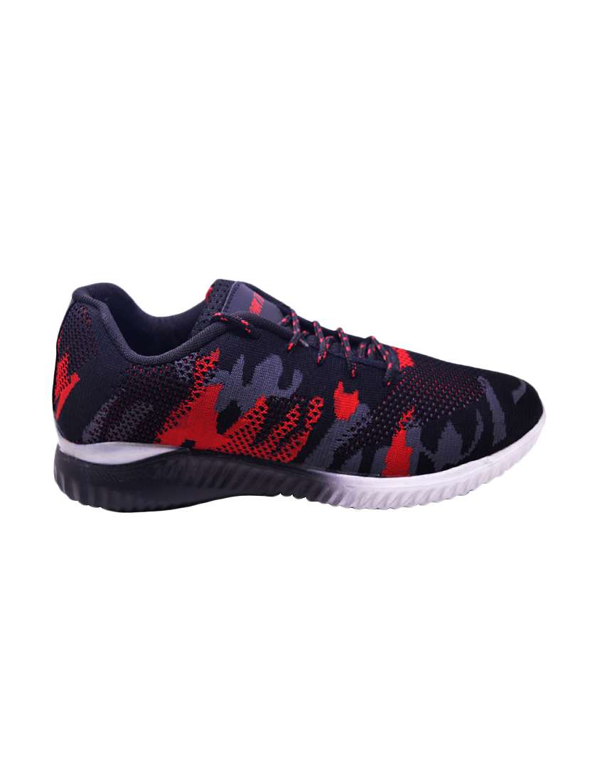 Buy online Ajanta Black Fabric Lace Up Sport Shoes from Footwear