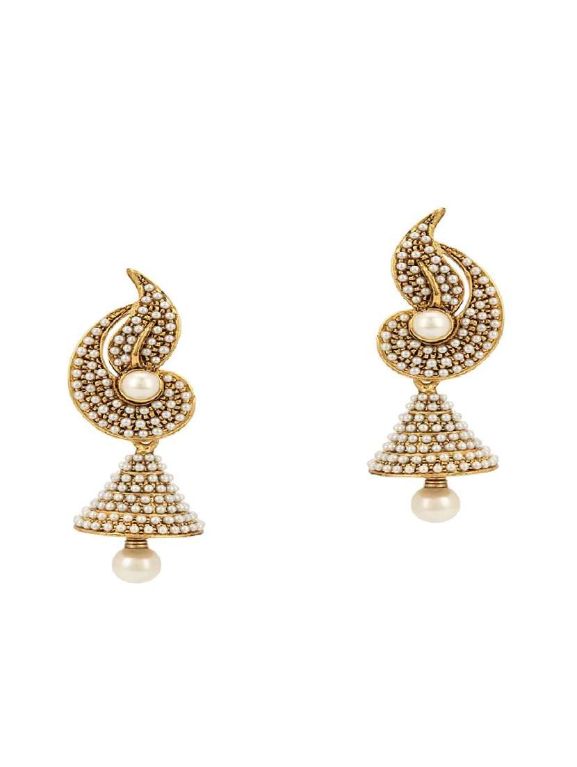 white brass jhumka earring