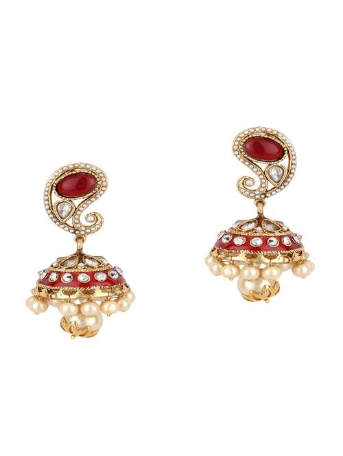 red jhumka earring - 16453721 - Standard Image - 0