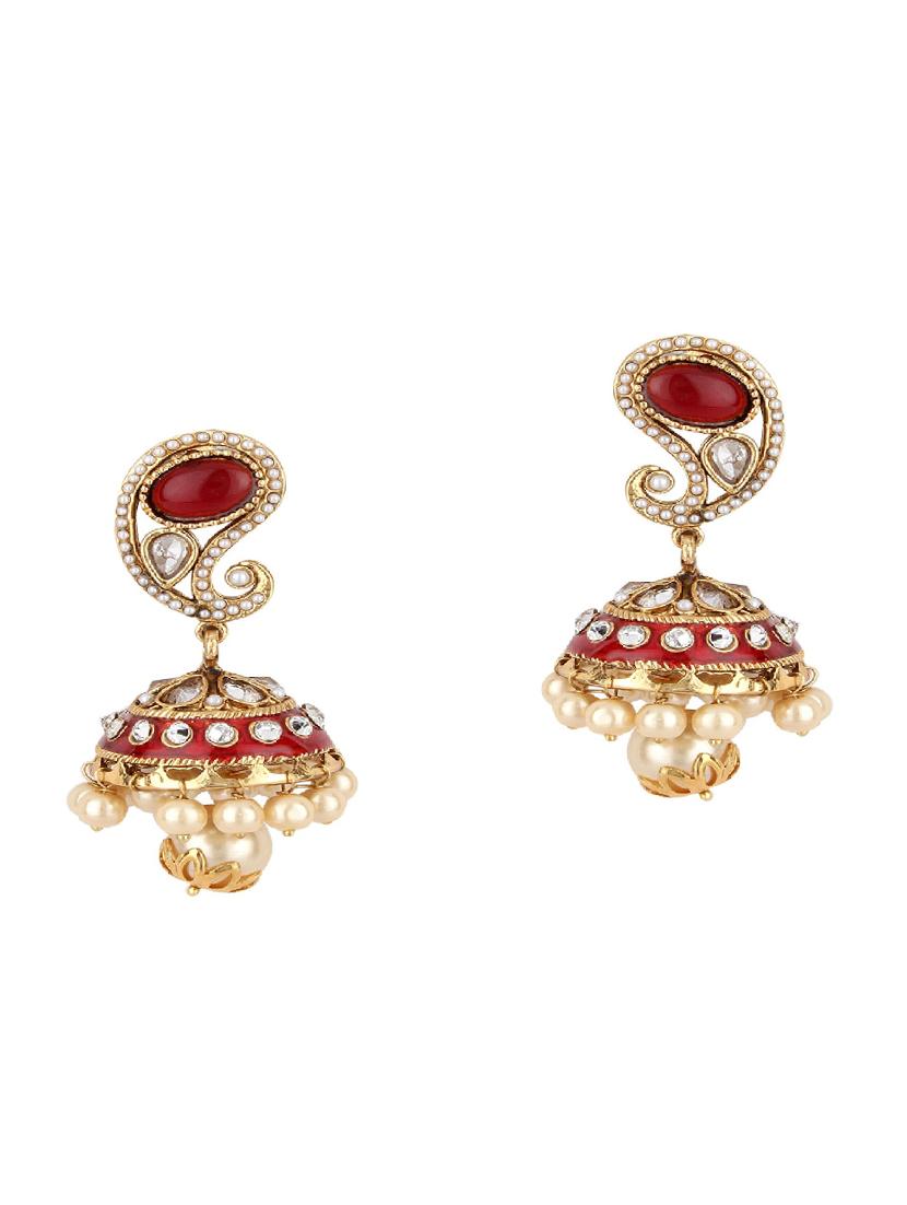 red jhumka earring - 16453721 - Zoom Image - 0