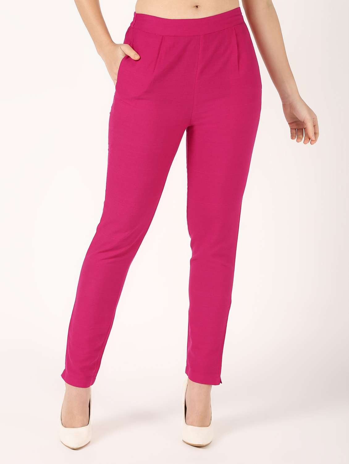 women solid mid rise tapered pant - 16457018 -  Standard Image - 1