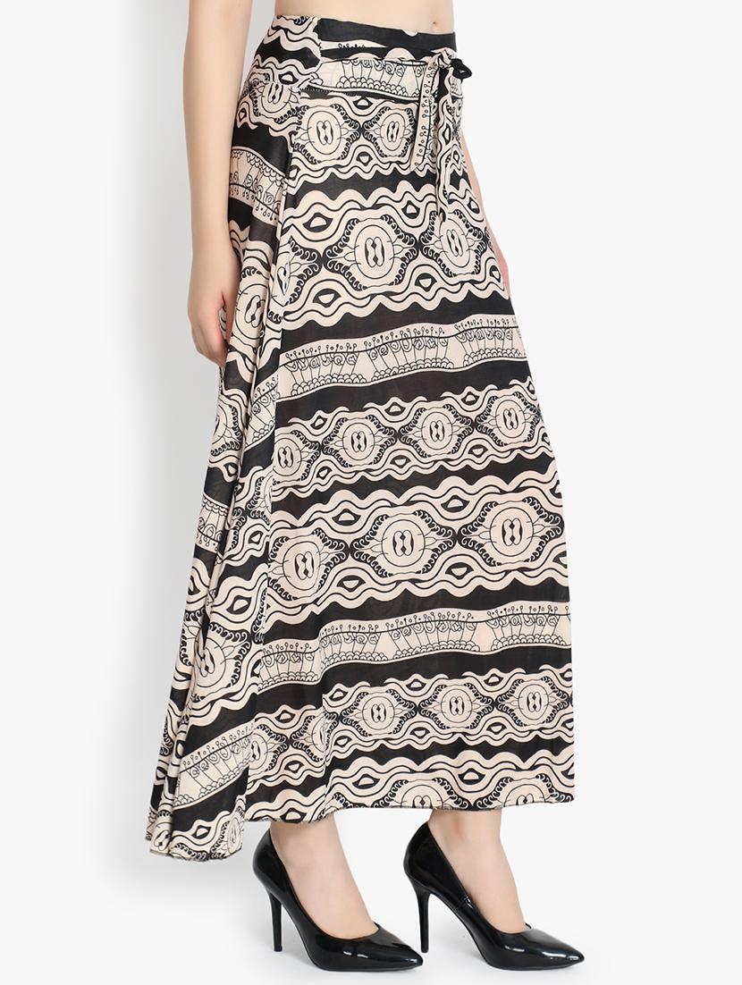 tie front printed a-line skirt - 16457167 - Standard Image - 1