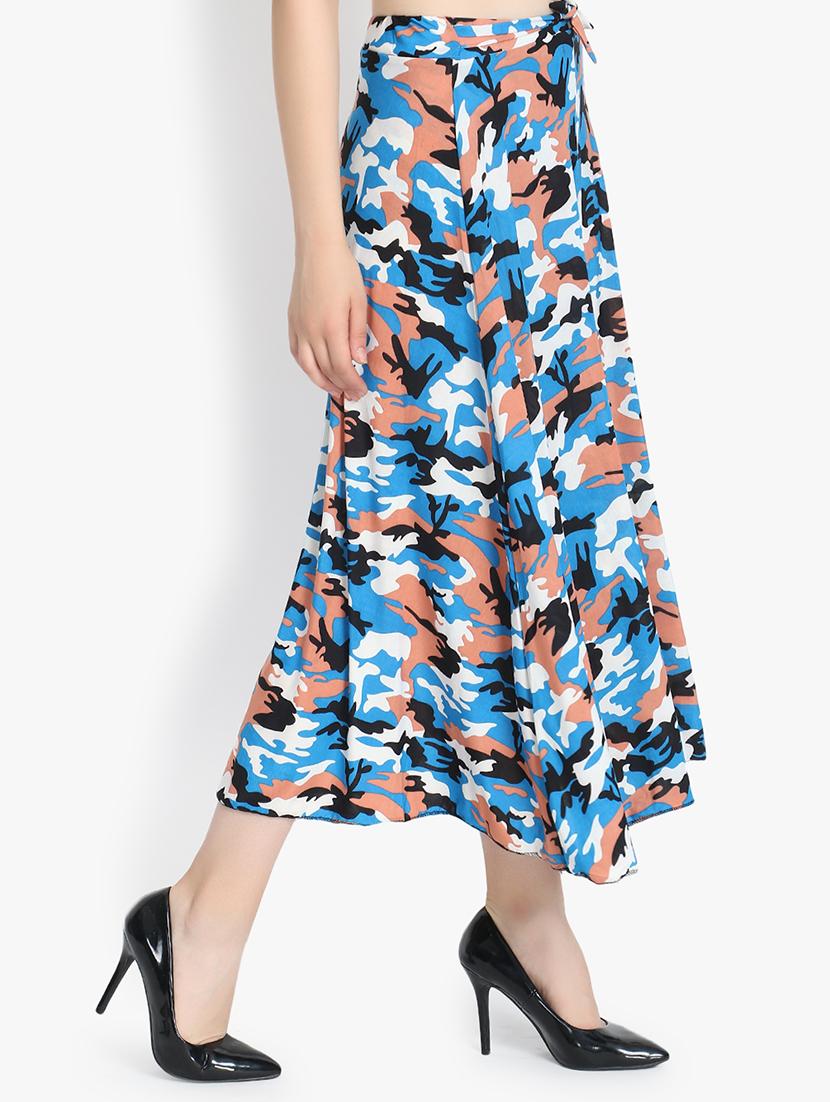 tie front camouflage a-line skirt - 16457168 - Standard Image - 1