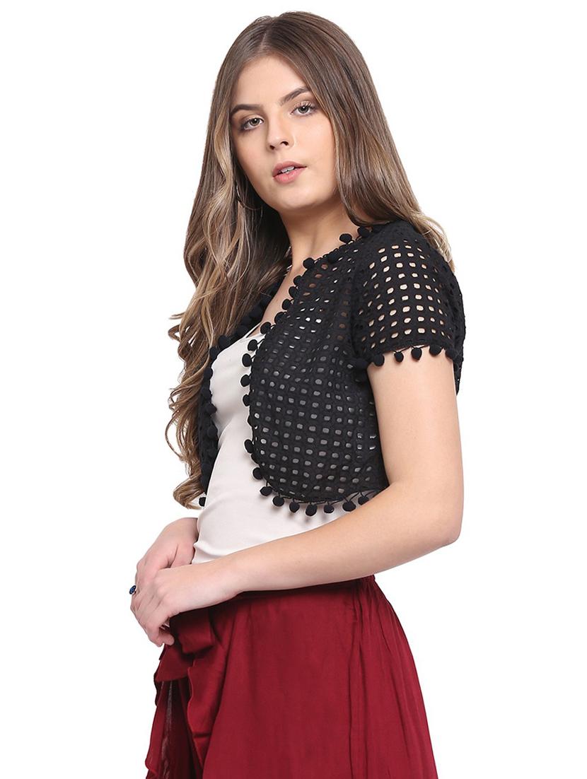 pom pom detail cropped shrug  - 16458205 -  Standard Image - 1