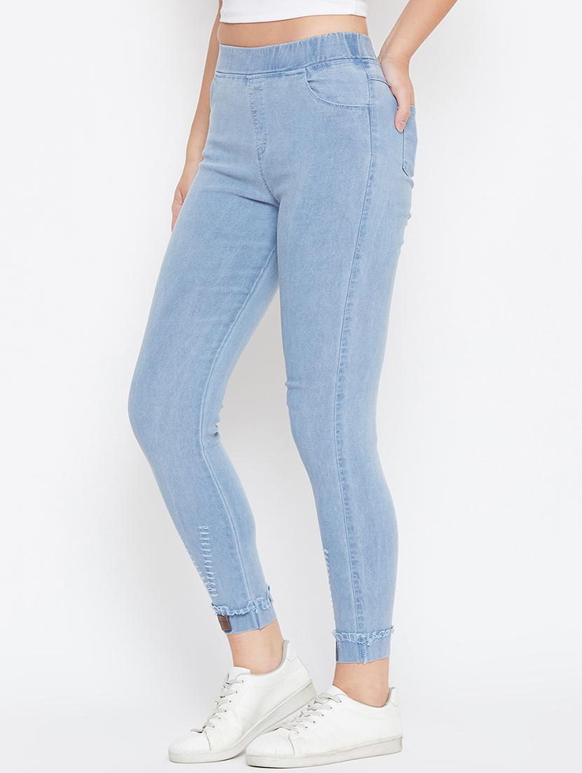 distressed detail solid jeggings - 16459041 - Standard Image - 1