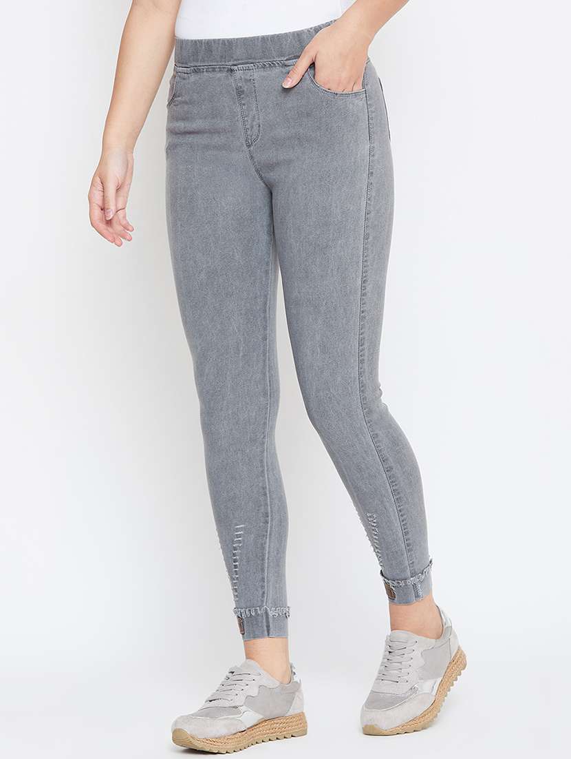 distressed detail solid jeggings  - 16459042 -  Standard Image - 1