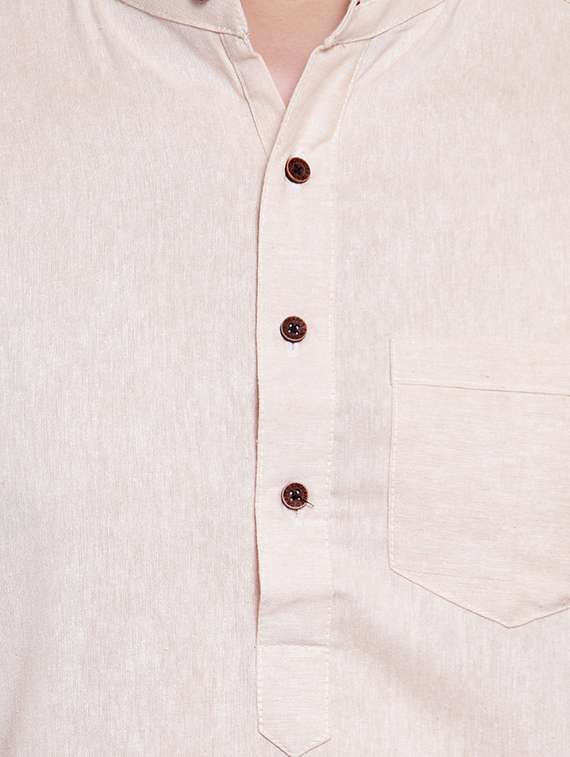 beige solid short kurta - 16459267 -  Standard Image - 4