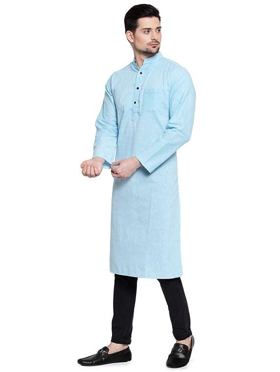 light blue solid long kurta - 16459268 -  Standard Image - 1