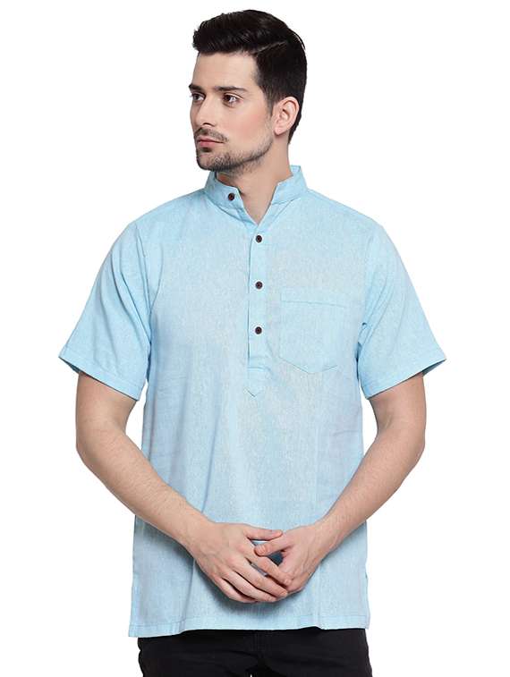 light blue solid short kurta