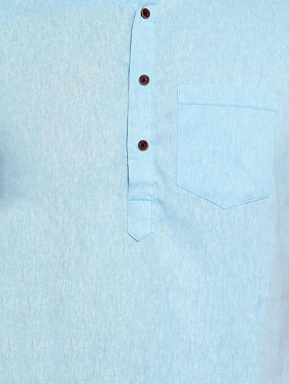 light blue solid short kurta - 16459269 - Standard Image - 4
