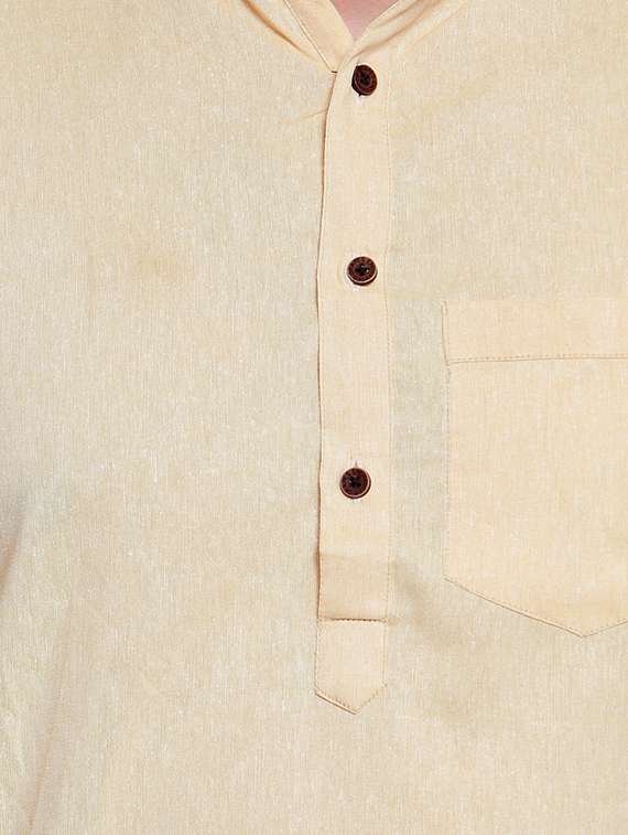 yellow solid short kurta - 16459271 - Standard Image - 4