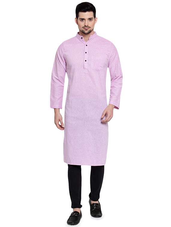purple solid long kurta