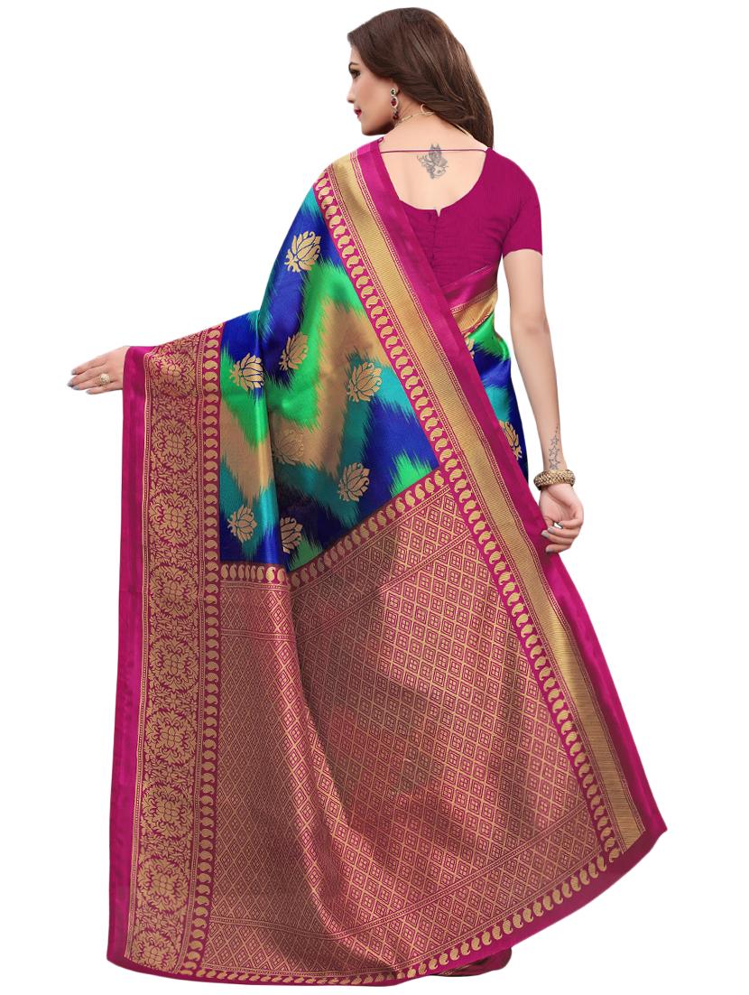 ikat printed saree with blouse - 16460040 - Standard Image - 1