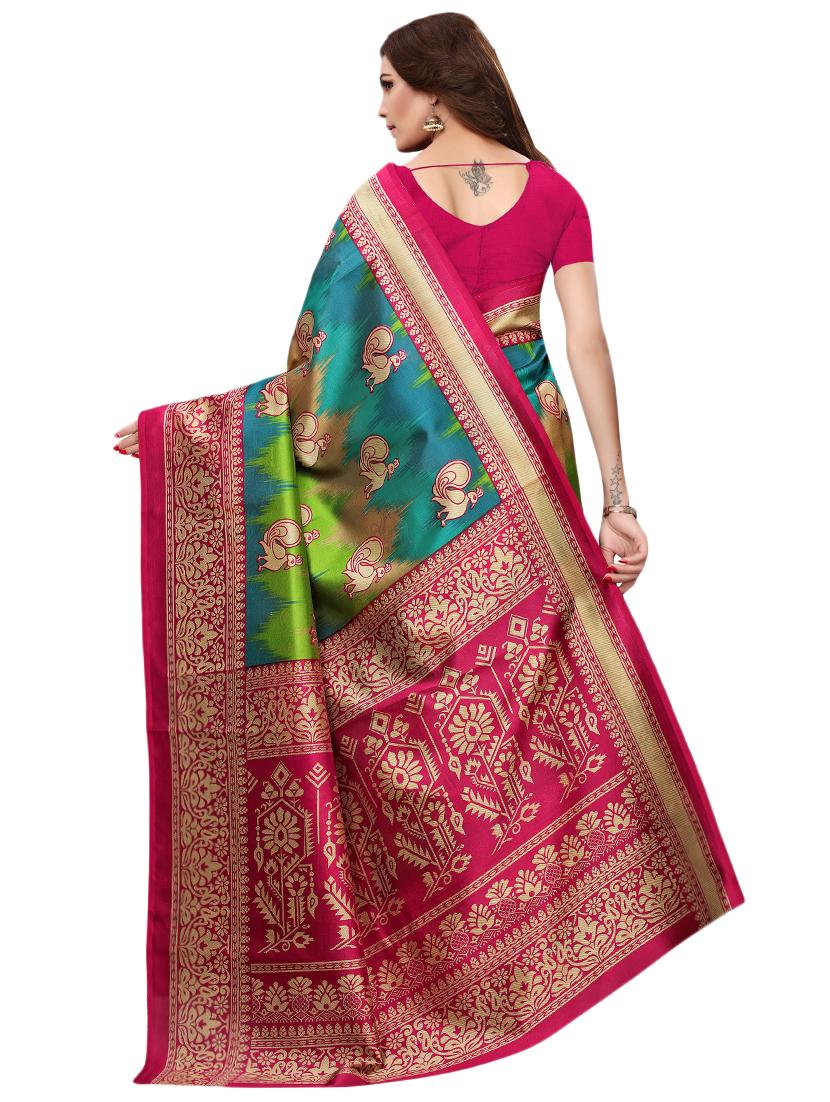 conversational printed saree with blouse - 16460041 - Standard Image - 1