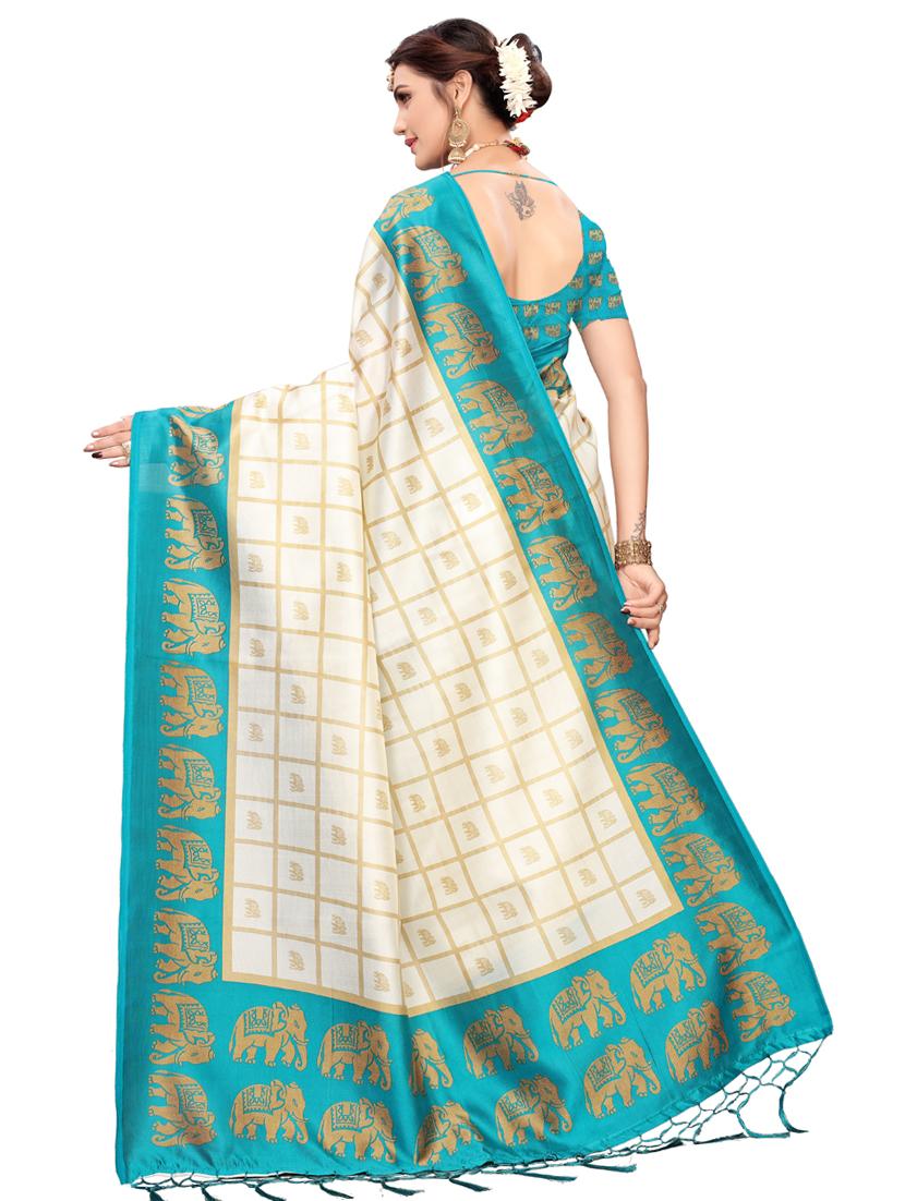 bordered printed saree with blouse - 16460130 - Standard Image - 1
