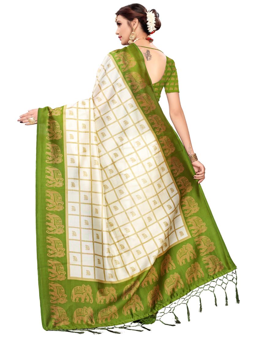 checkered printed saree with blouse - 16460132 -  Standard Image - 1