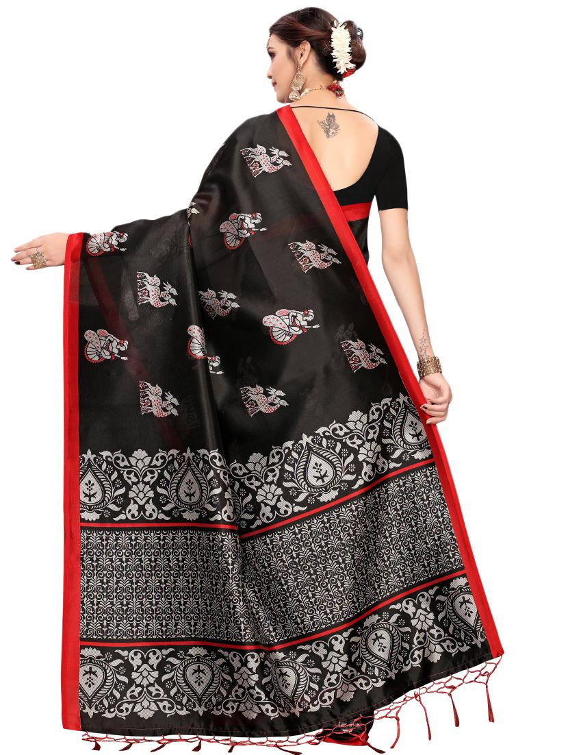 conversational printed saree with blouse - 16460144 - Standard Image - 1