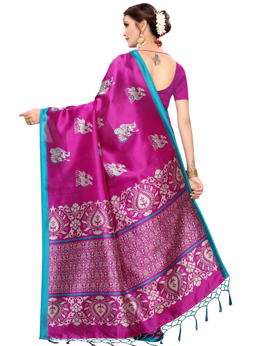 conversational printed saree with blouse - 16460149 -  Standard Image - 1