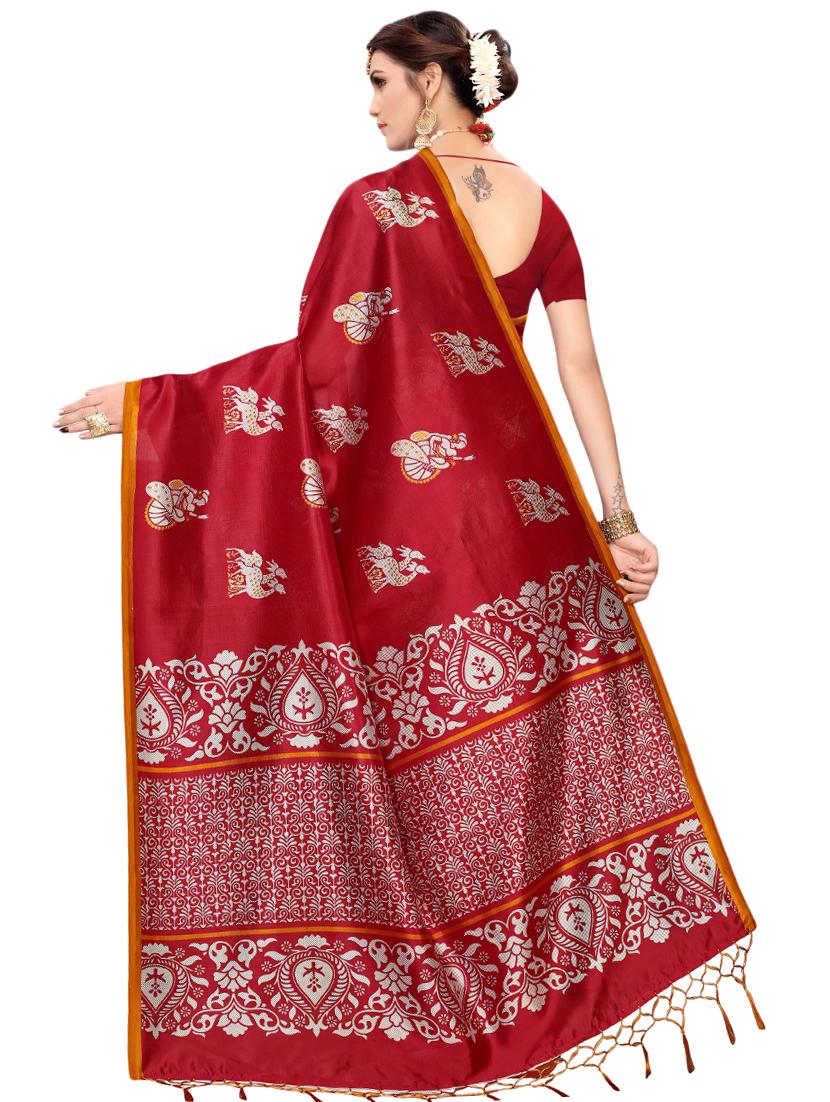 conversational printed saree with blouse - 16460150 - Standard Image - 1