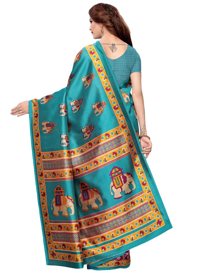 conversational printed saree with blouse - 16460187 - Standard Image - 1