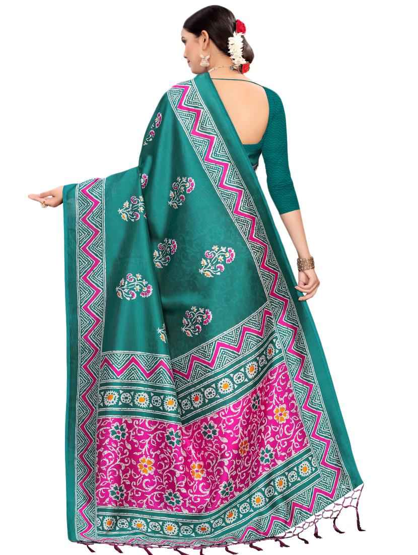 floral printed saree with blouse - 16460189 -  Standard Image - 1