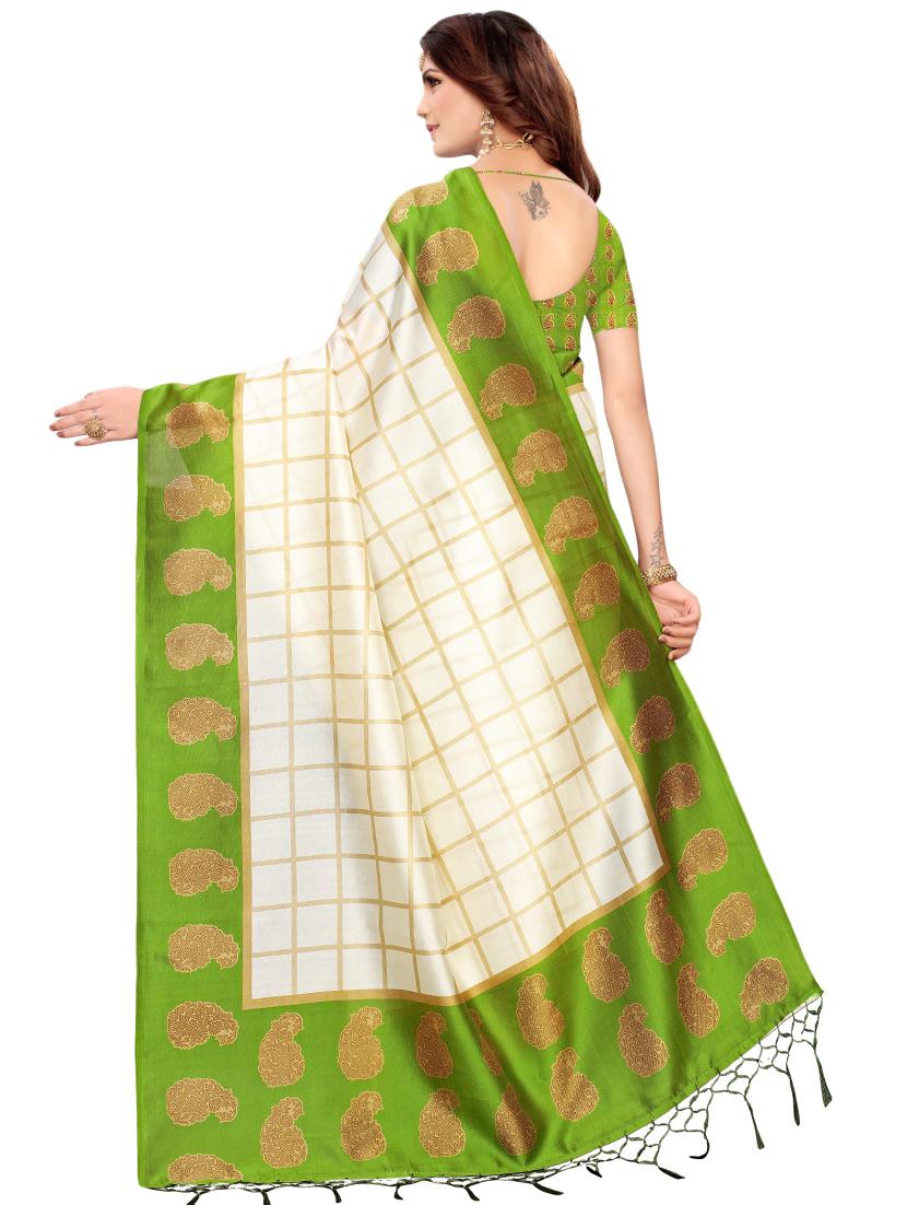 checkered printed saree with blouse - 16460199 -  Standard Image - 1