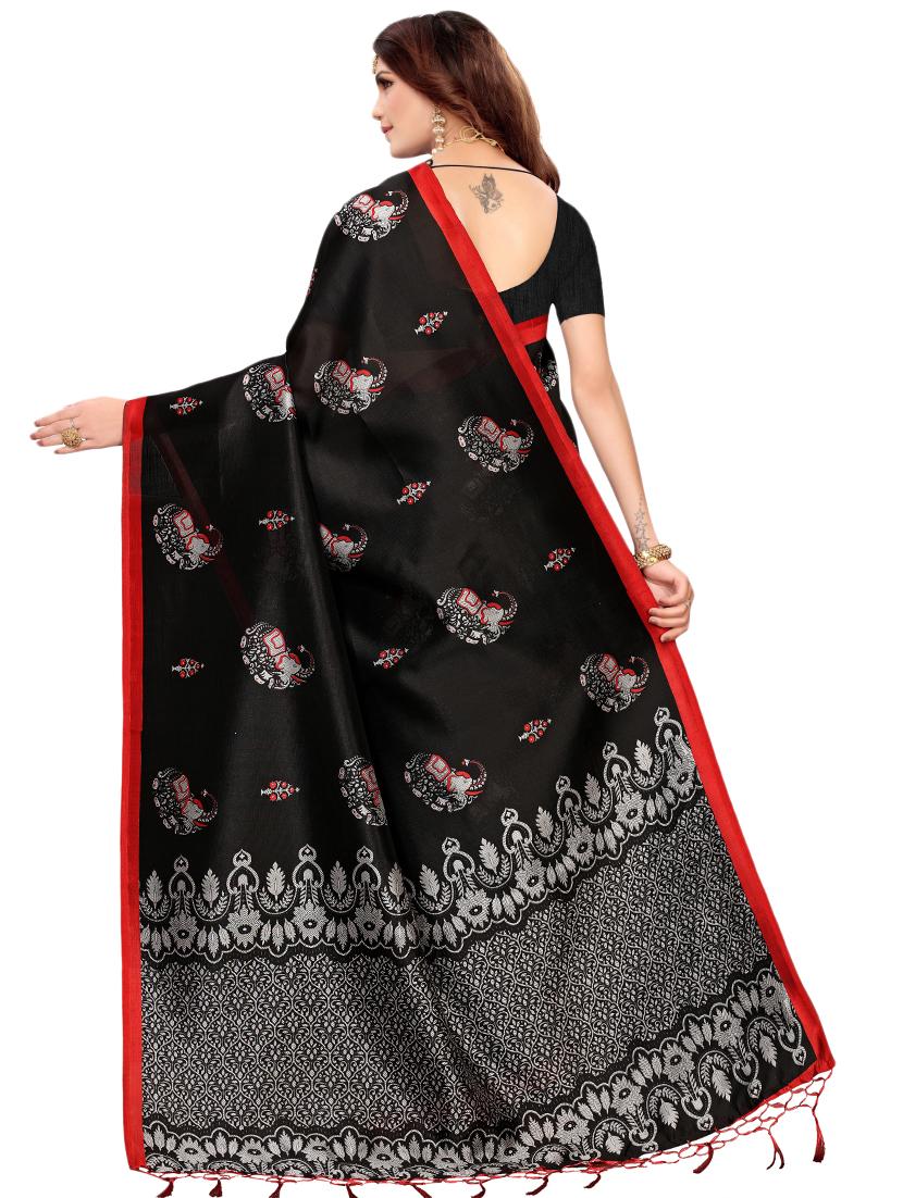 conversational printed saree with blouse - 16460209 - Standard Image - 1