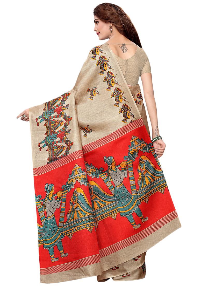 conversational printed saree with blouse - 16460210 - Standard Image - 1