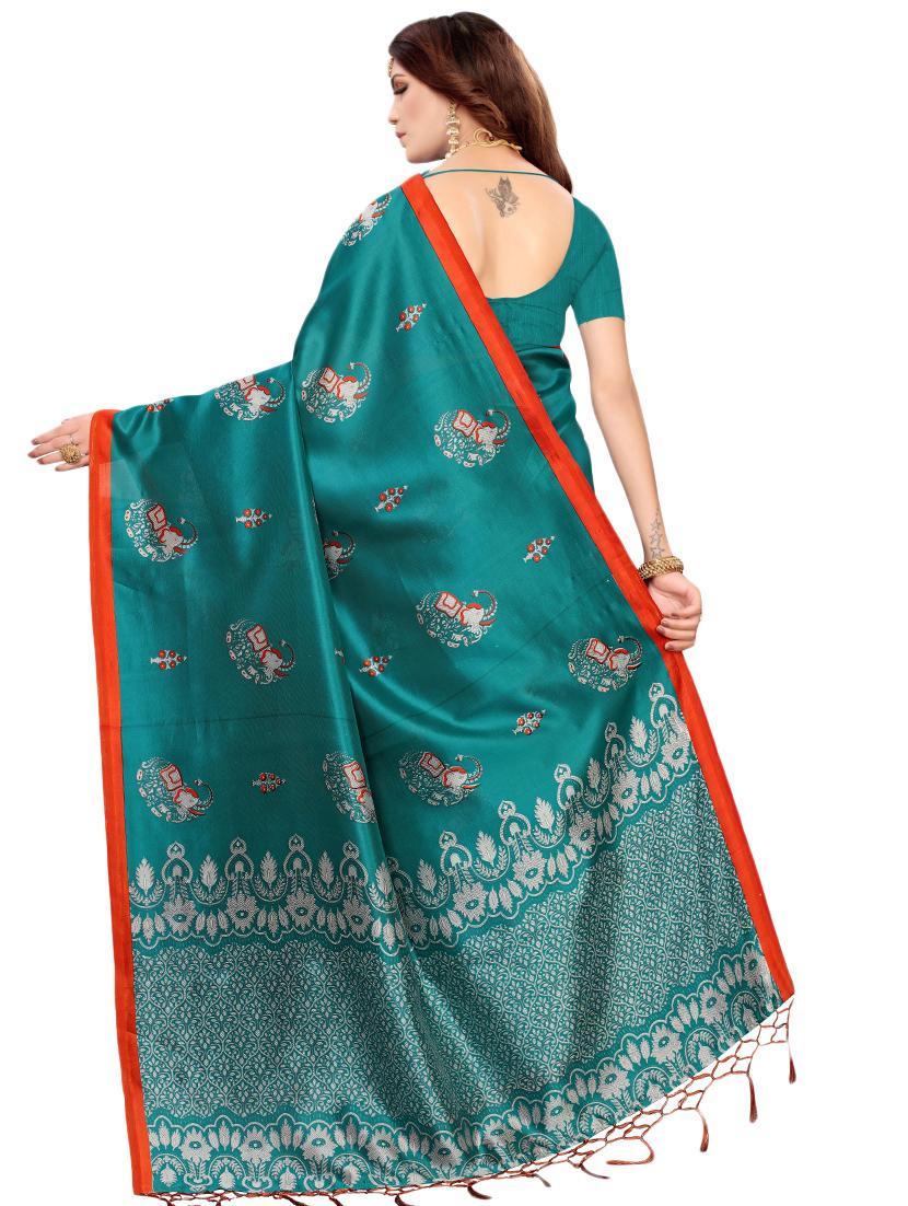 conversational printed saree with blouse - 16460211 - Standard Image - 1