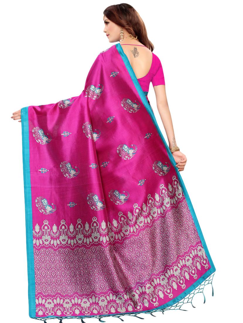 conversational printed saree with blouse - 16460215 - Standard Image - 1