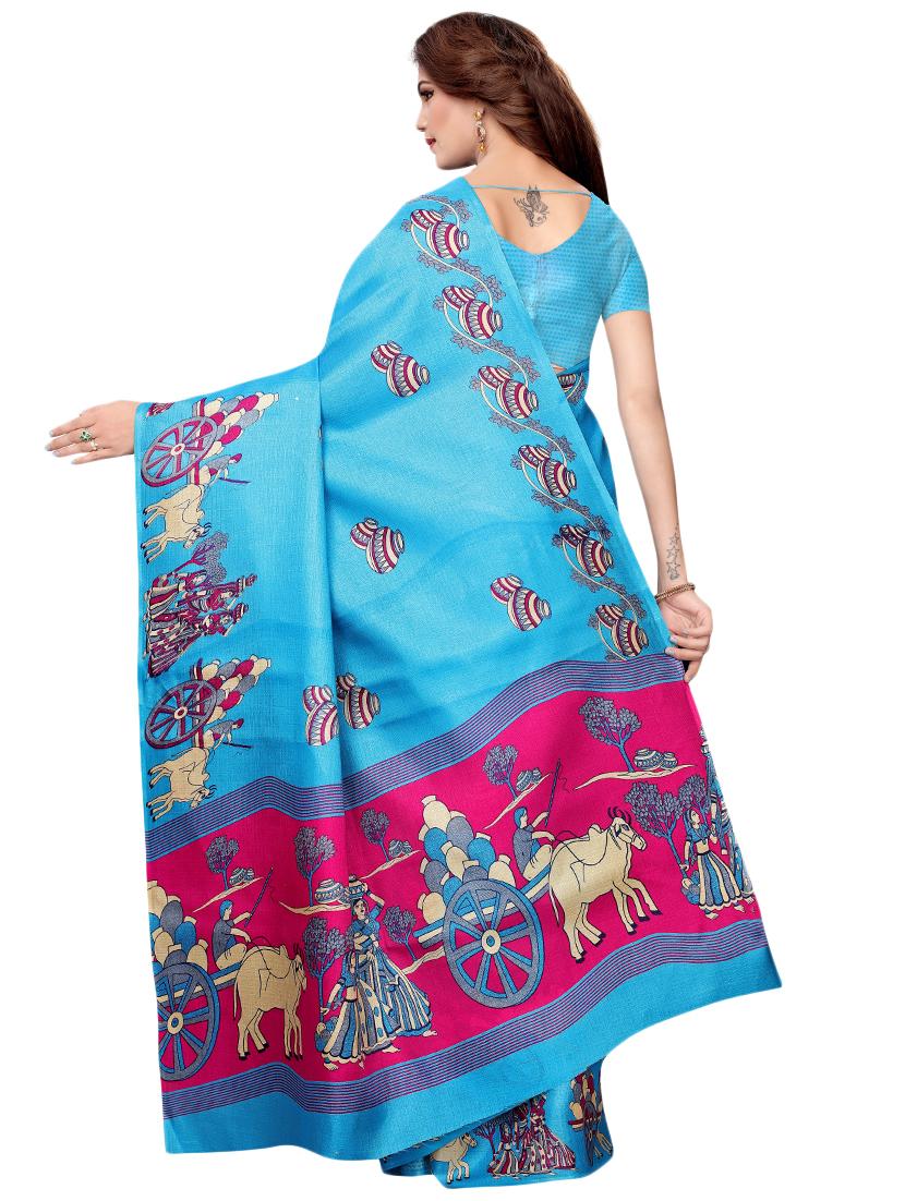 conversational printed saree with blouse - 16460230 - Standard Image - 1