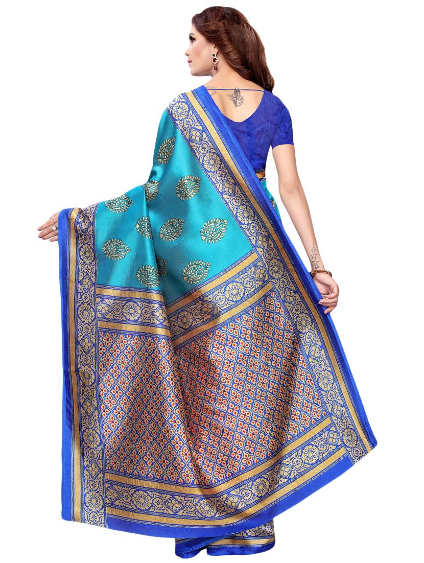 half & half printed saree with blouse - 16460271 - Standard Image - 1