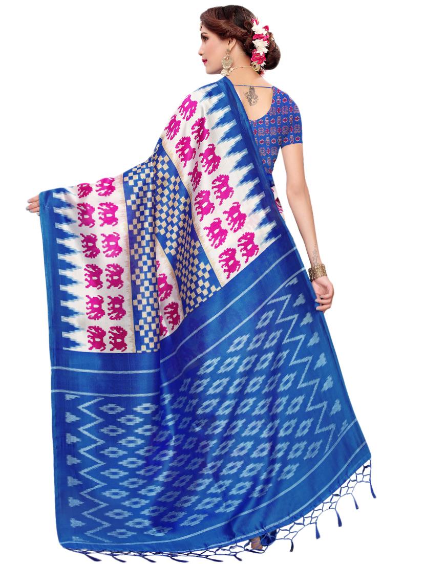 conversational printed saree with blouse - 16460275 - Standard Image - 1