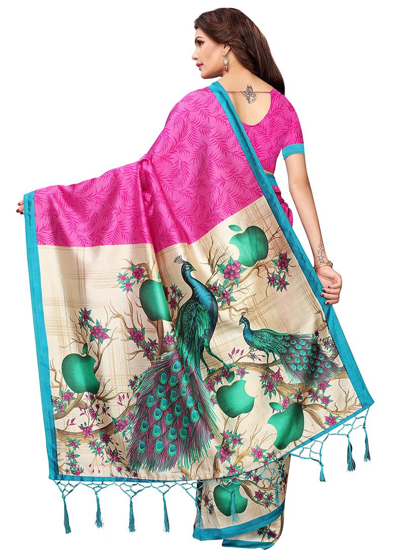 conversational printed half & half saree with blouse - 16460296 -  Standard Image - 1