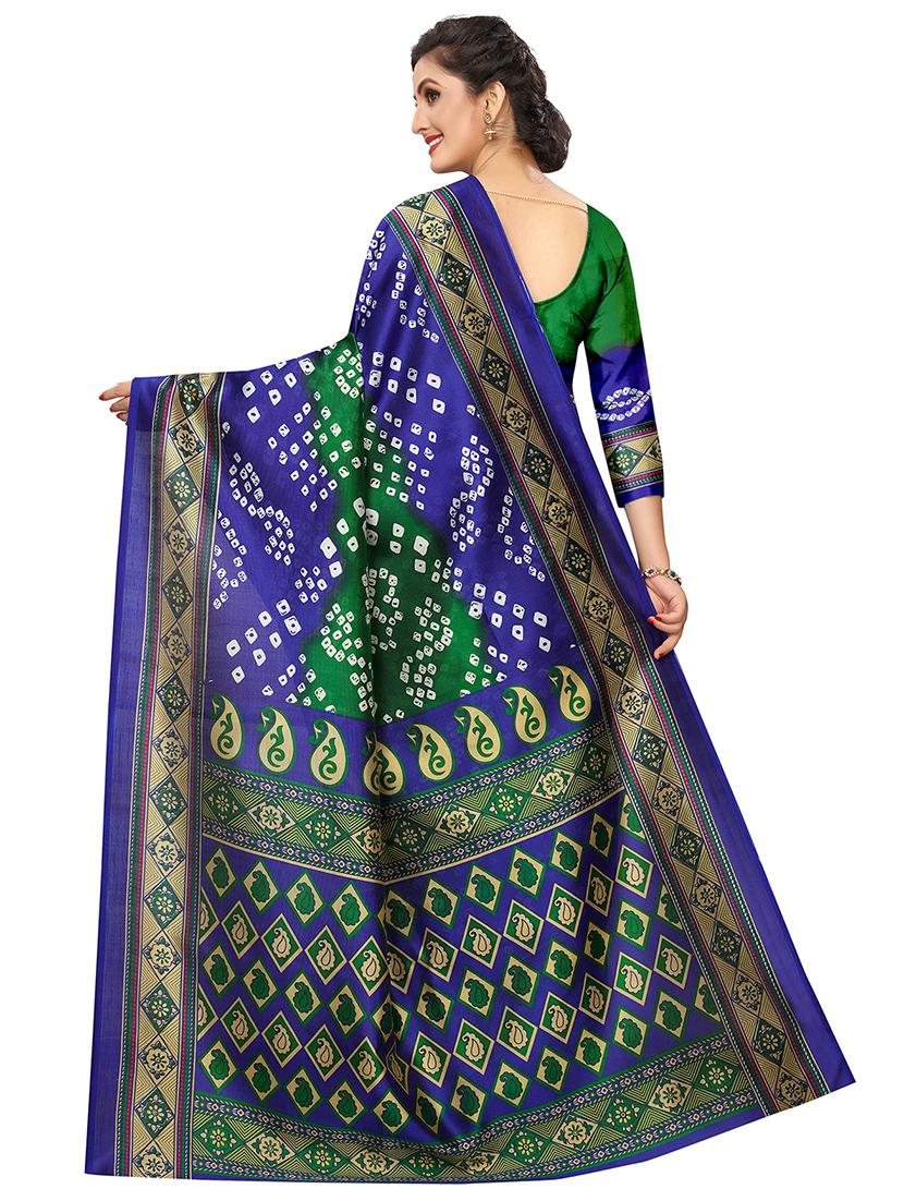 contrast shades bandhani saree with blouse - 16460304 - Standard Image - 1