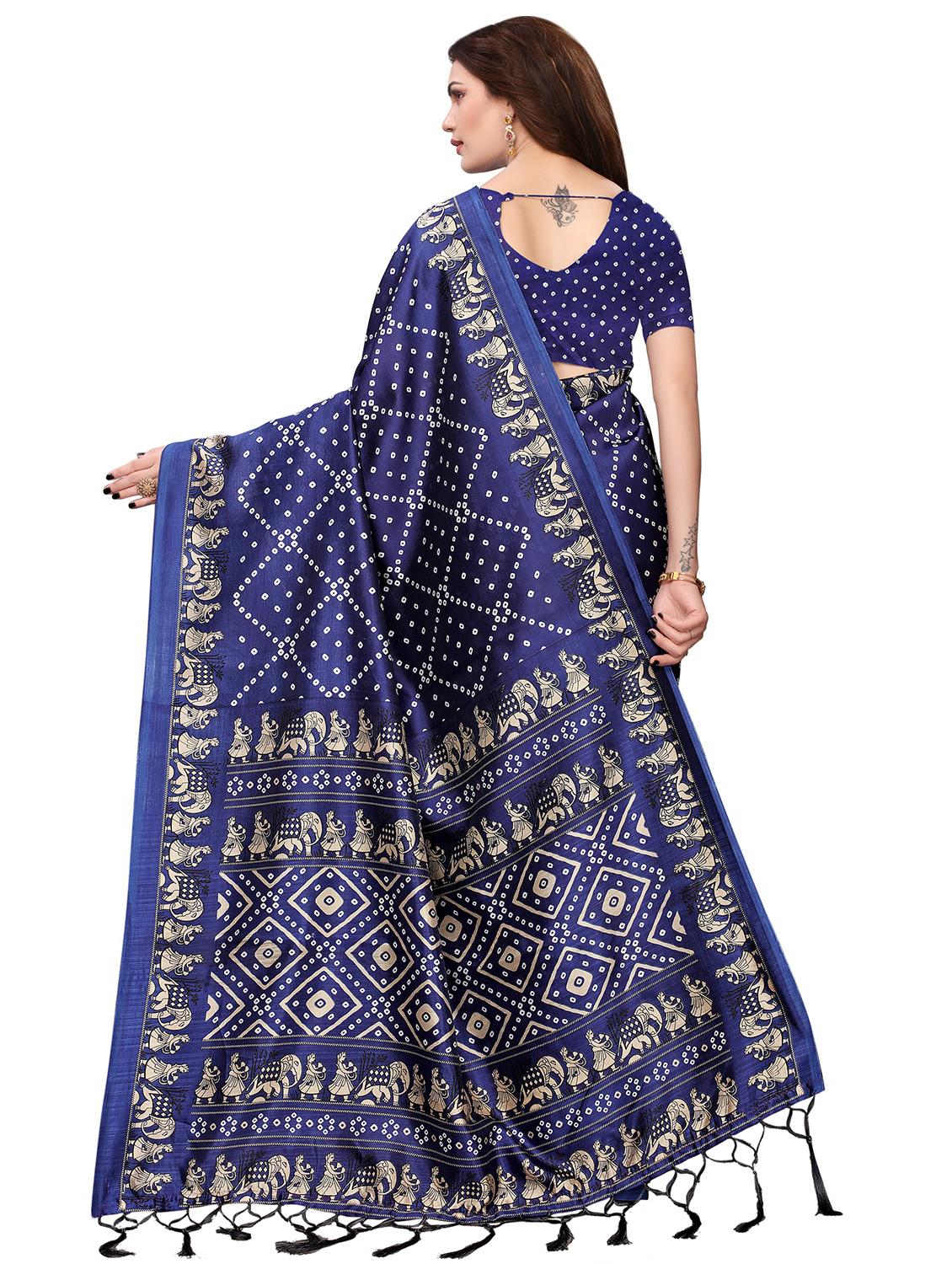 contrast shades bandhani saree with blouse - 16460307 - Standard Image - 1