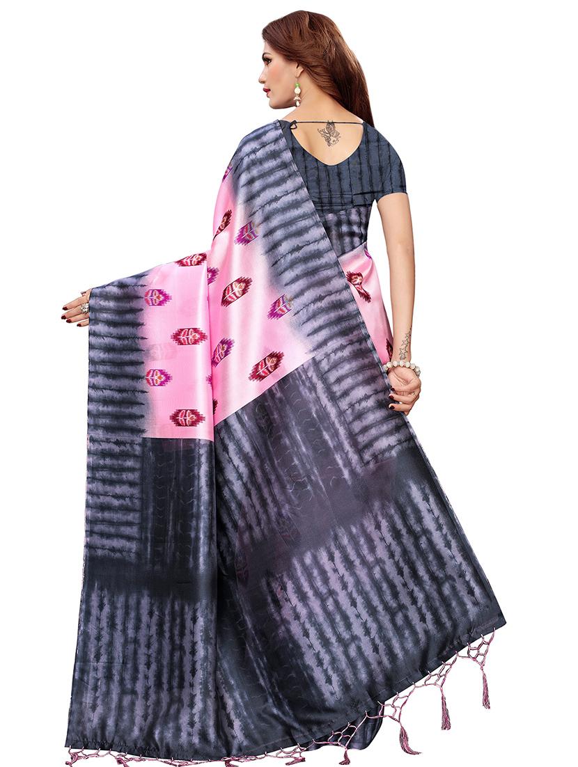 ikat printed saree with blouse - 16460321 - Standard Image - 1
