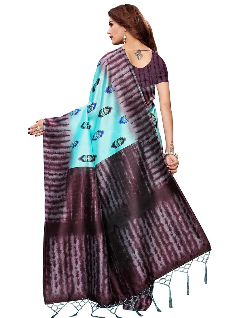 ikat printed saree with blouse - 16460323 - Standard Image - 1