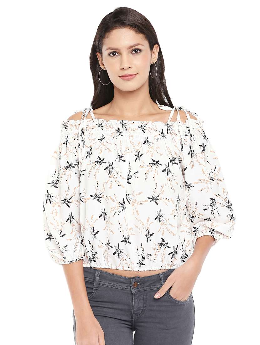 shoulder tie knot blouson top 