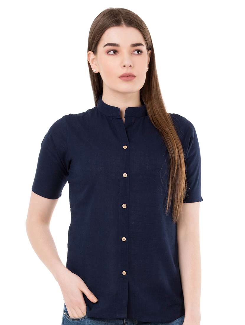 mandarin neck solid shirt