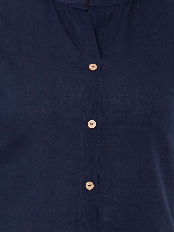 mandarin neck solid shirt - 16461652 -  Standard Image - 4